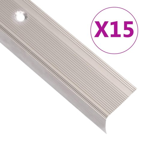LISTWY SCHODOWE W KSZTAŁCIE LITERY L 15 SZT. ALUMINIUM 90CM