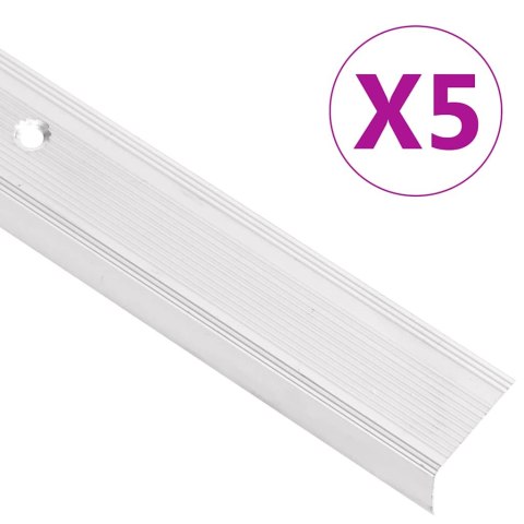 LISTWY SCHODOWE W KSZTAŁCIE LITERY L 5 SZT. ALUMINIUM 100CM