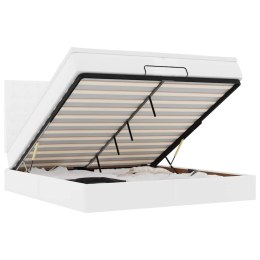 VidaXL Rama łóżka otomana z materacami, biała, 200x200 cm, ekoskóra