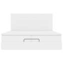 VidaXL Rama łóżka otomana z materacami, biała, 200x200 cm, ekoskóra