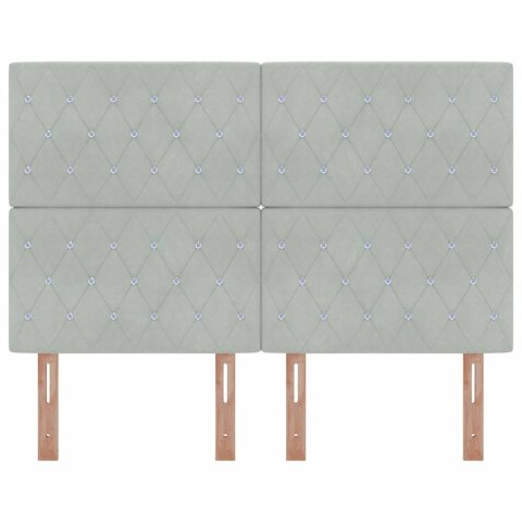 VidaXL Wezgłowie LED Ze LED Lights Jasnoszary 144 cm Poliester