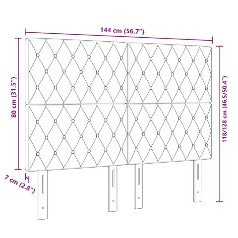 VidaXL Wezgłowie LED Ze LED Lights Jasnoszary 144 cm Poliester