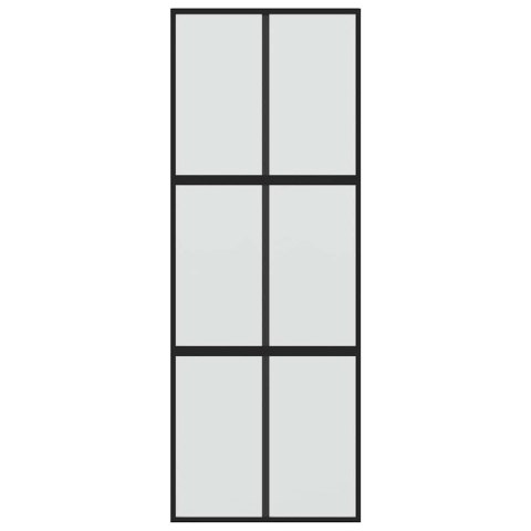 DRZWI PRZESUWNE CZARNE 76X205CM SZKŁO HARTOWANE ALUMINIUM