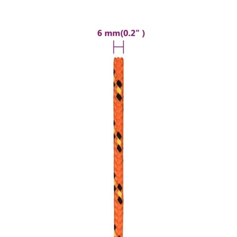 LINKA ŻEGLARSKA POMARAŃCZOWA 6MM 250M POLIPROPYLEN