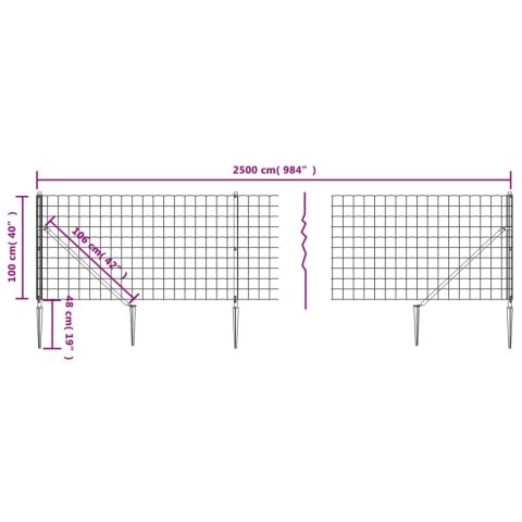 OGRODZENIE Z SIATKI Z KOTWAMI ANTRACYTOWE 1X25M