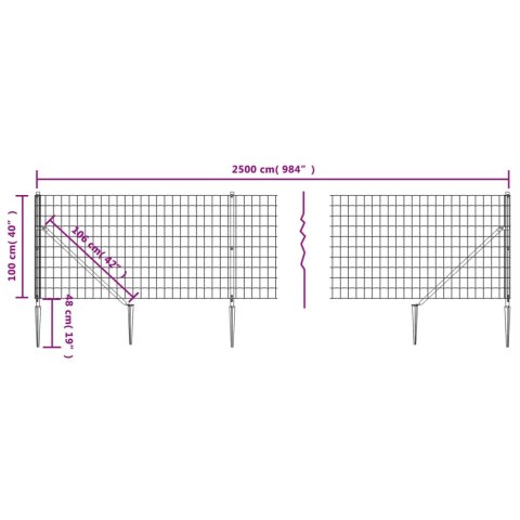 OGRODZENIE Z SIATKI Z KOTWAMI ZIELONE 1X25M