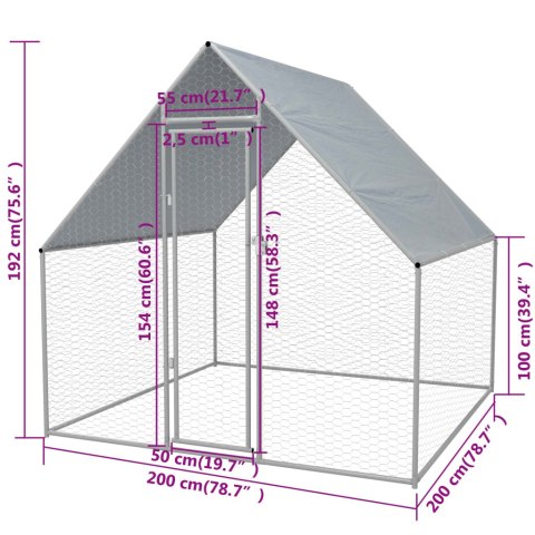 KLATKA ZEWNĘTRZNA DLA KURCZĄT STAL GALWANIZOWANA 2X2X1,92M
