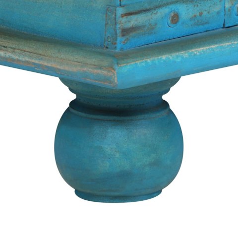 SKRZYNIA Z LITEGO DREWNA MANGO NIEBIESKA 100X40X41CM