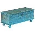 SKRZYNIA Z LITEGO DREWNA MANGO NIEBIESKA 100X40X41CM
