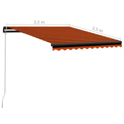 RĘCZNIE ZWIJANA MARKIZA 350X250CM POMARAŃCZOWO-BRĄZOWA