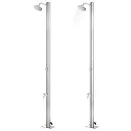 PRYSZNIC OGRODOWY 220CM STAL NIERDZEWNA KRAN NA STOPY PODSTAWA WPC 80CM BRĄZ