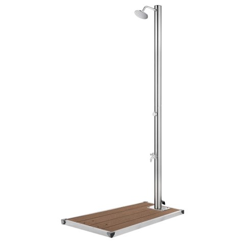 PRYSZNIC OGRODOWY 220CM PODWÓJNA PODSTAWA 110CM KRAN NA STOPY STAL NIERDZEWNA