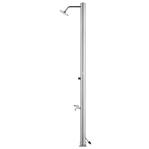 PRYSZNIC OGRODOWY 220CM PODWÓJNA PODSTAWA 110CM KRAN NA STOPY STAL NIERDZEWNA