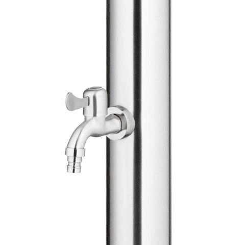 PRYSZNIC OGRODOWY 220CM PODWÓJNA PODSTAWA 110CM KRAN NA STOPY STAL NIERDZEWNA