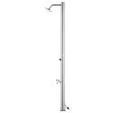 PRYSZNIC OGRODOWY 220CM PODWÓJNA PODSTAWA 110CM KRAN NA STOPY STAL NIERDZEWNA