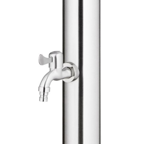 PRYSZNIC OGRODOWY 220CM PODWÓJNA PODSTAWA 110CM KRAN NA STOPY STAL NIERDZEWNA