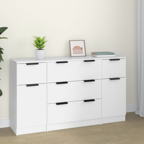 ZESTAW MEBLI 3 SZAFKI KOMODA BIAŁA 3 SZUFLADY DRZWICZKI REGAŁ MODUŁOWY 120CM
