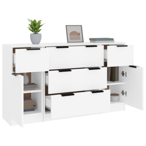 ZESTAW MEBLI 3 SZAFKI KOMODA BIAŁA 3 SZUFLADY DRZWICZKI REGAŁ MODUŁOWY 120CM