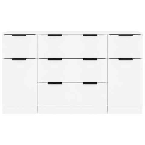 ZESTAW MEBLI 3 SZAFKI KOMODA BIAŁA 3 SZUFLADY DRZWICZKI REGAŁ MODUŁOWY 120CM