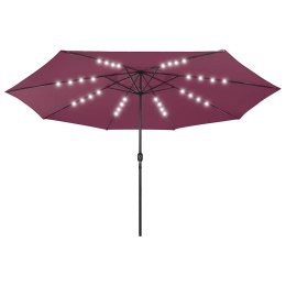 PARASOL OGRODOWY Z LED 400CM BORDOWY