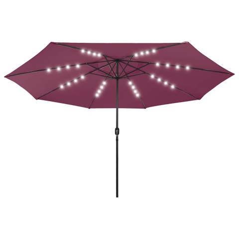 PARASOL OGRODOWY Z LED 400CM BORDOWY