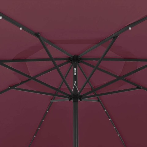PARASOL OGRODOWY Z LED 400CM BORDOWY