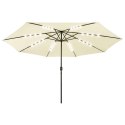 PARASOL OGRODOWY Z LED 400CM PIASKOWY