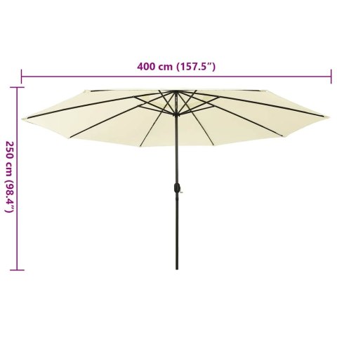 PARASOL OGRODOWY Z LED 400CM PIASKOWY
