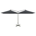 PODWÓJNY PARASOL OGRODOWY STALOWY SŁUPEK ANTRACYT 600X300CM