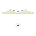 PODWÓJNY PARASOL OGRODOWY STALOWY SŁUPEK PIASKOWY 600X300CM