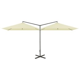 PODWÓJNY PARASOL OGRODOWY STALOWY SŁUPEK PIASKOWY 600X300CM