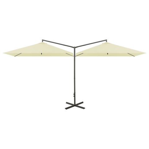 PODWÓJNY PARASOL OGRODOWY STALOWY SŁUPEK PIASKOWY 600X300CM
