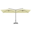 PODWÓJNY PARASOL OGRODOWY STALOWY SŁUPEK PIASKOWY 600X300CM