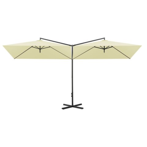 PODWÓJNY PARASOL OGRODOWY STALOWY SŁUPEK PIASKOWY 600X300CM
