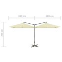 PODWÓJNY PARASOL OGRODOWY STALOWY SŁUPEK PIASKOWY 600X300CM
