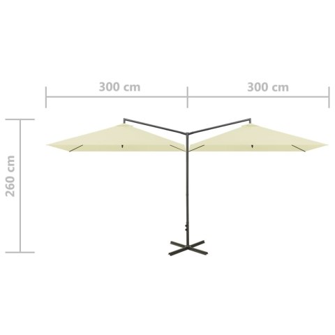 PODWÓJNY PARASOL OGRODOWY STALOWY SŁUPEK PIASKOWY 600X300CM