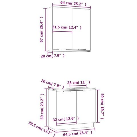 ZESTAW 2 SZAFEK DO ŁAZIENKI BIAŁY