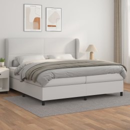 ŁÓŻKO KONTYNENTALNE Z MATERACEM BIAŁE EKOSKÓRA 200X200CM