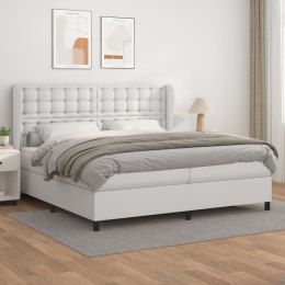 ŁÓŻKO KONTYNENTALNE Z MATERACEM BIAŁE EKOSKÓRA 200X200CM