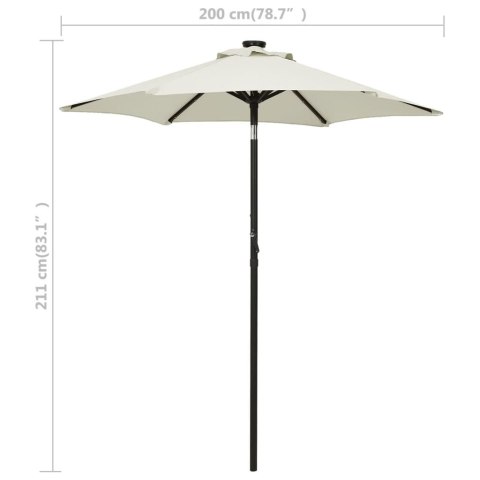 PARASOL OGRODOWY Z LED PIASKOWY 200X211CM ALUMINIUM