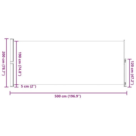 ZWIJANA MARKIZA BOCZNA NA TARAS 200X500CM CZARNA