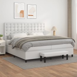 ŁÓŻKO KONTYNENTALNE Z MATERACEM BIAŁE EKOSKÓRA 200X200CM
