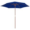 PARASOL OGRODOWY NA DREWNIANYM SŁUPKU NIEBIESKI 270CM