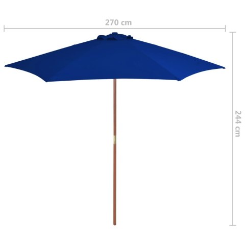 PARASOL OGRODOWY NA DREWNIANYM SŁUPKU NIEBIESKI 270CM