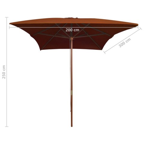 PARASOL OGRODOWY NA DREWNIANYM SŁUPKU TERAKOTA 200X300CM