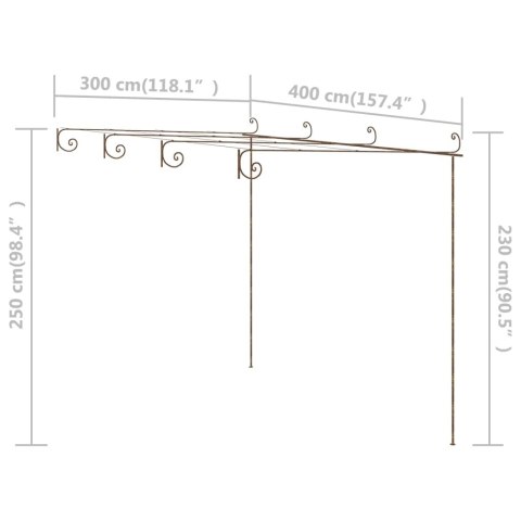 PERGOLA OGRODOWA ANTYCZNY BRĄZ 4X3X2,5M ŻELAZO