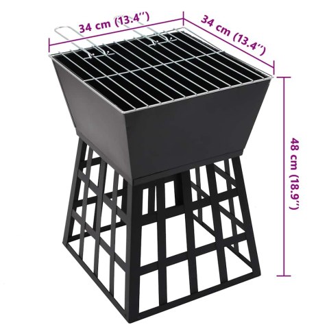 PALENISKO OGRODOWE GRILL 2W1 KOKSOWNIK STALOWY RUSZT DO GRILLOWANIA MOCNY CZARNY