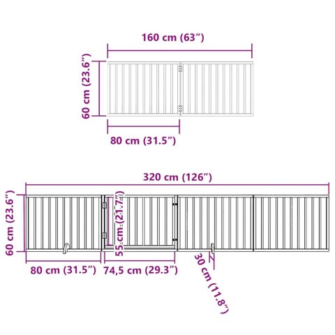 SKŁADANA BRAMKA DLA PSA Z DRZWIAMI 8 PANELI 640CM