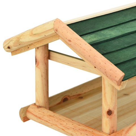 KARMNIK DLA PTAKÓW STOJĄCY NA SŁUPKU DREWNIANY SOLIDNY LITE DREWNO JODŁA 100CM