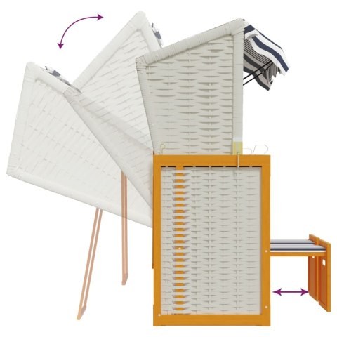 KOSZ PLAŻOWY Z PODUSZKAMI RATTAN PE I DREWNO BIAŁO-NIEBIESKI